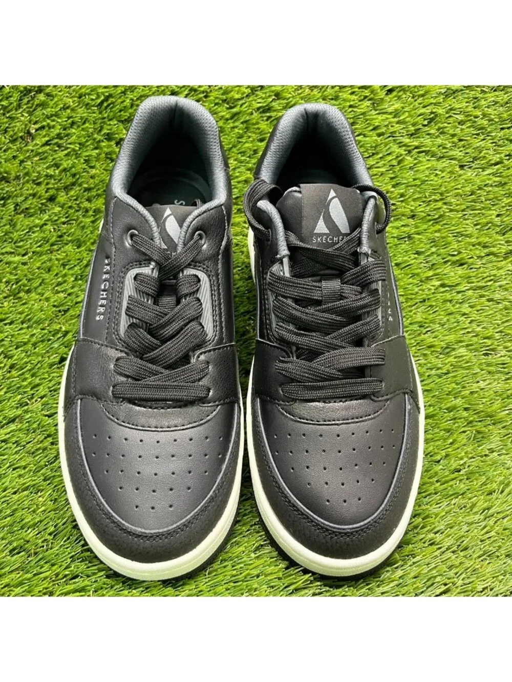 Skechers Uno Court Low-Post Mens Size 9 Black Athletic Leather Shoes Sneakers